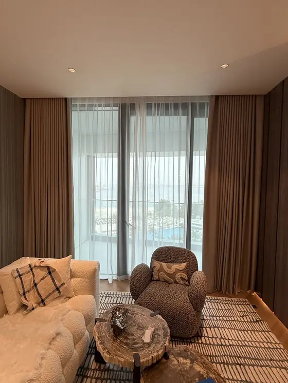 Bluewaters Residence 5 - curtains and blinds installation in Palm Jumeirah