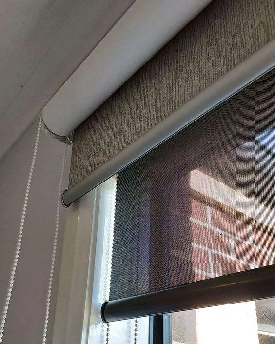 Close-up of textured roller blind fabric